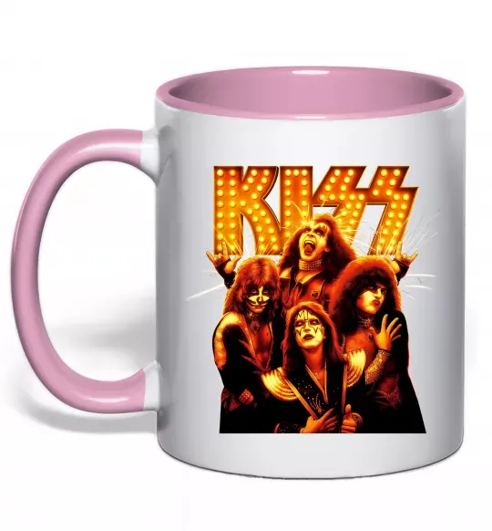 Чашка з кольоровою ручкою Kiss end of the road Ніжно рожевий фото