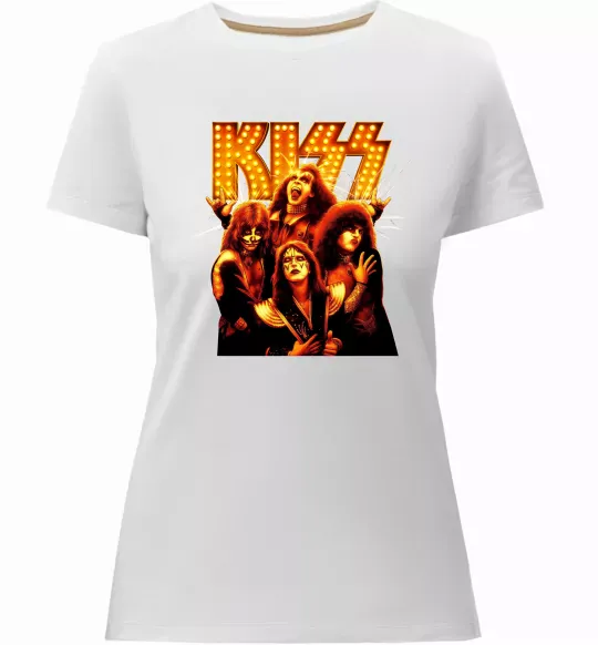 Женская премиум футболка Kiss end of the road Белый фото