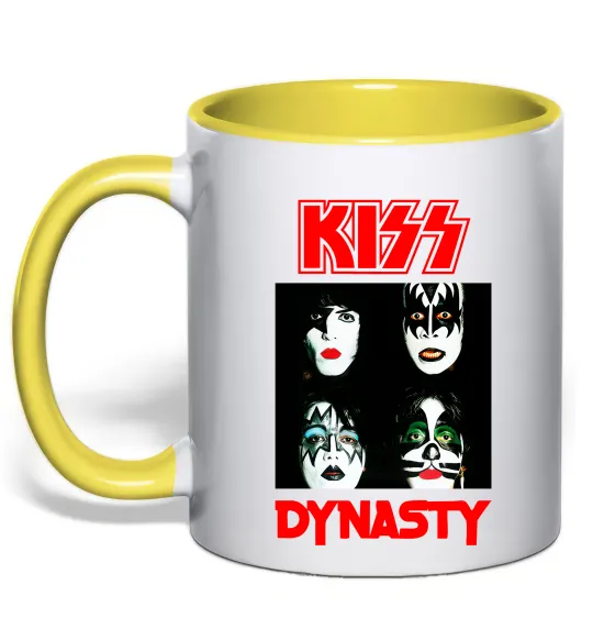 Чашка з кольоровою ручкою Kiss dynasty Лимонний фото