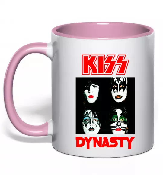 Чашка з кольоровою ручкою Kiss dynasty Ніжно рожевий фото