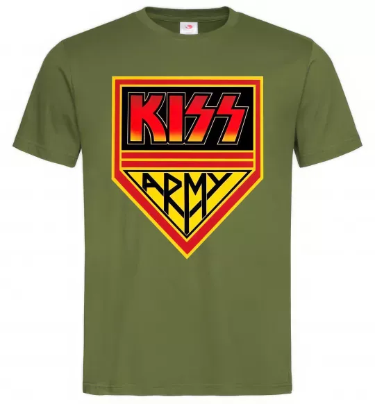 Мужская футболка Kiss army Оливковый фото