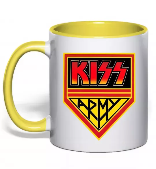 Чашка с цветной ручкой Kiss army Солнечно желтый фото
