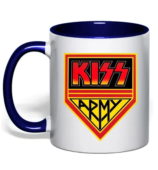 Чашка с цветной ручкой Kiss army Глубокий темно-синий фото