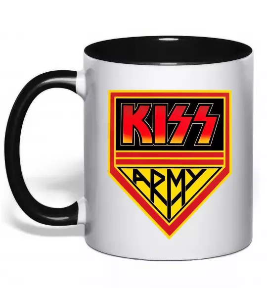 Чашка с цветной ручкой Kiss army Черный фото