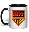 Чашка с цветной ручкой Kiss army Черный фото