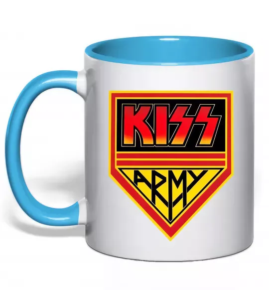 Чашка с цветной ручкой Kiss army Голубой фото
