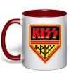 Чашка с цветной ручкой Kiss army Красный фото