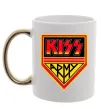 Чашка с цветной ручкой Kiss army Золото фото