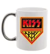 Чашка с цветной ручкой Kiss army Серебро фото