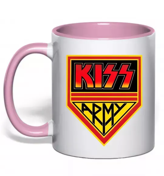 Чашка с цветной ручкой Kiss army Нежно розовый фото