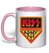 Чашка с цветной ручкой Kiss army Нежно розовый фото