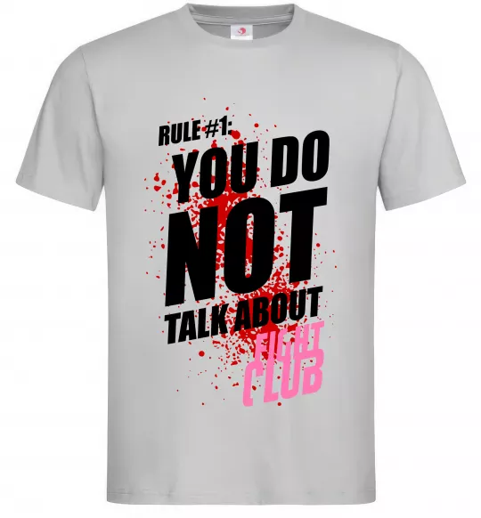 Чоловіча футболка Fight club rule 1 Сірий фото