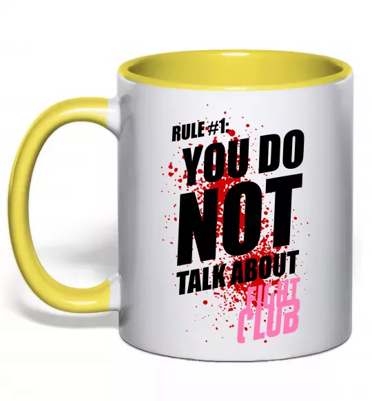 Чашка с цветной ручкой Fight club rule 1 Солнечно желтый фото