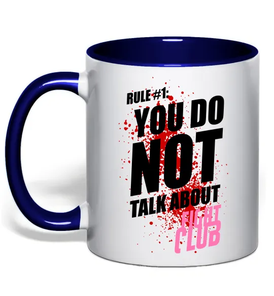 Чашка с цветной ручкой Fight club rule 1 Глубокий темно-синий фото