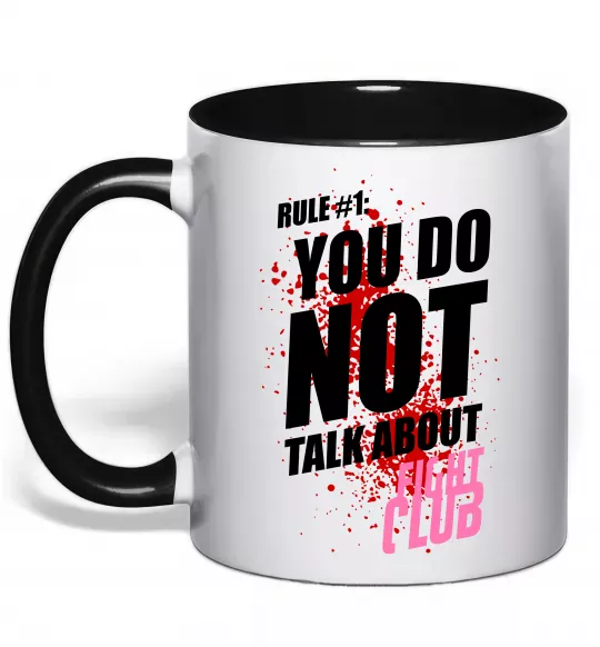 Чашка с цветной ручкой Fight club rule 1 Черный фото
