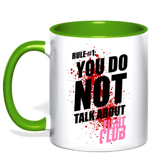 Чашка с цветной ручкой Fight club rule 1 Лаймовый фото