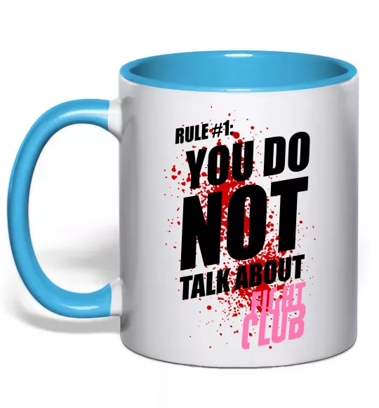 Чашка с цветной ручкой Fight club rule 1 Голубой фото