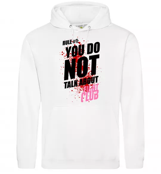 Мужская толстовка (худи) Fight club rule 1 Белый фото
