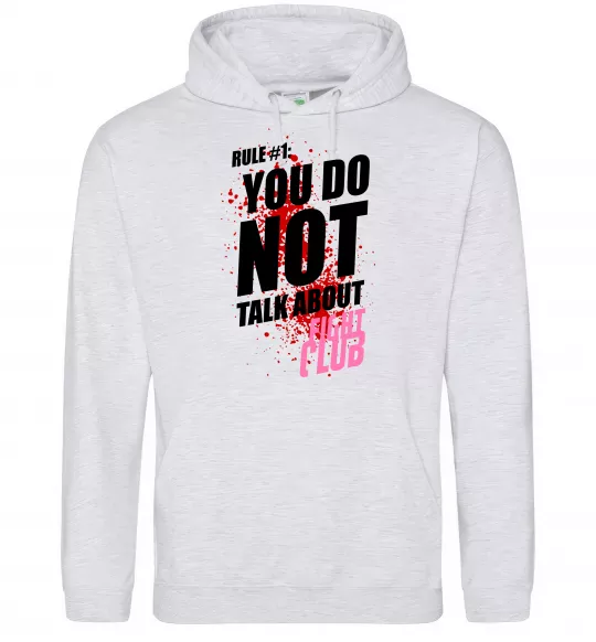 Мужская толстовка (худи) Fight club rule 1 Серый меланж фото