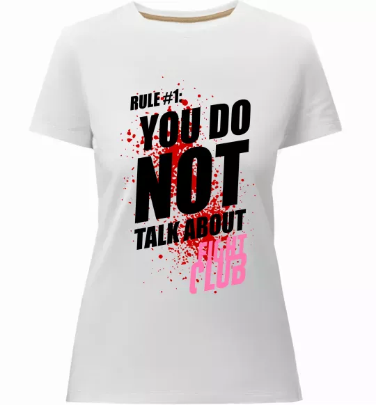 Жіноча преміум футболка Fight club rule 1 Білий фото