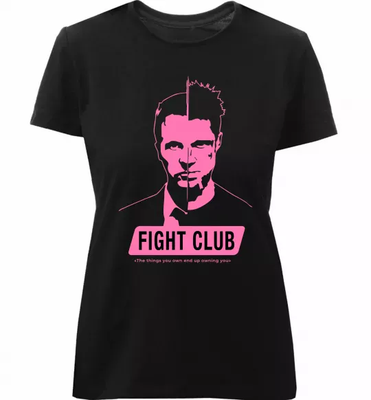 Жіноча преміум футболка Pink Fight club Чорний фото