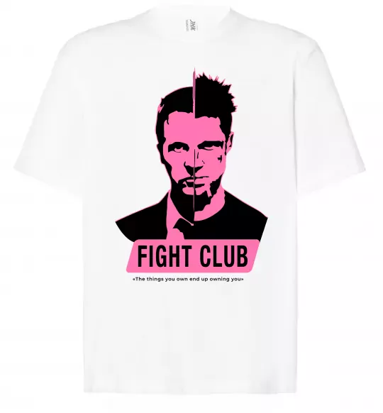 Футболка Оверсайз Pink Fight club Белый фото