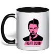 Чашка з кольоровою ручкою Pink Fight club Чорний фото