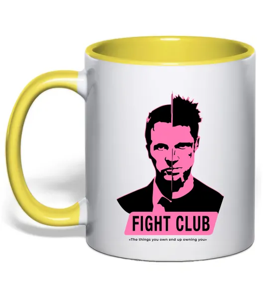 Чашка с цветной ручкой Pink Fight club Лимонный фото