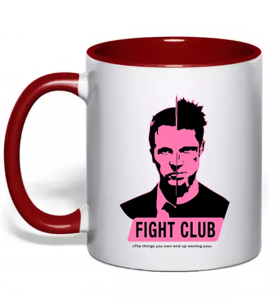 Чашка з кольоровою ручкою Pink Fight club Червоний фото