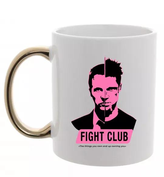 Чашка з кольоровою ручкою Pink Fight club Золото фото