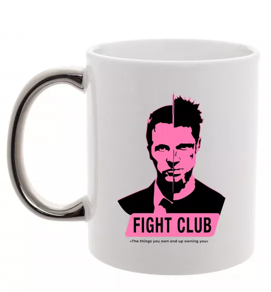Чашка з кольоровою ручкою Pink Fight club Срібло фото
