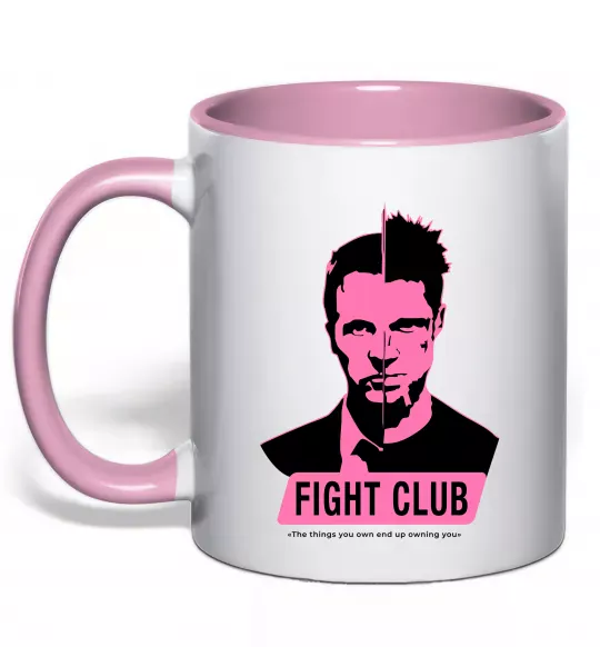 Чашка з кольоровою ручкою Pink Fight club Ніжно рожевий фото