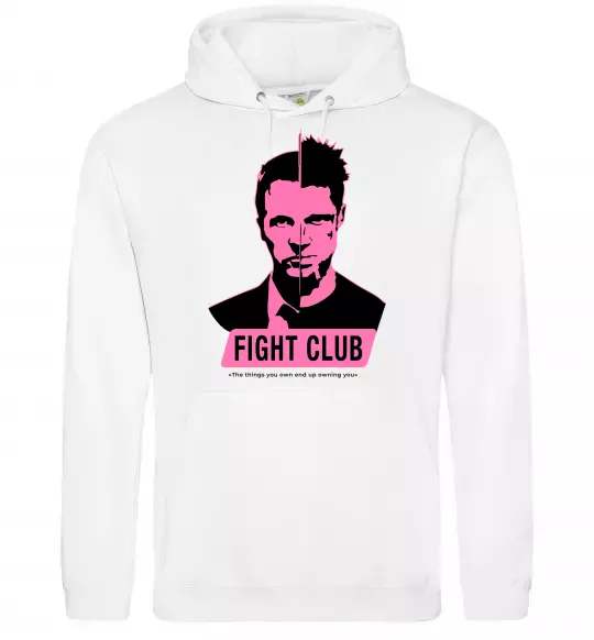 Мужская толстовка (худи) Pink Fight club Белый фото