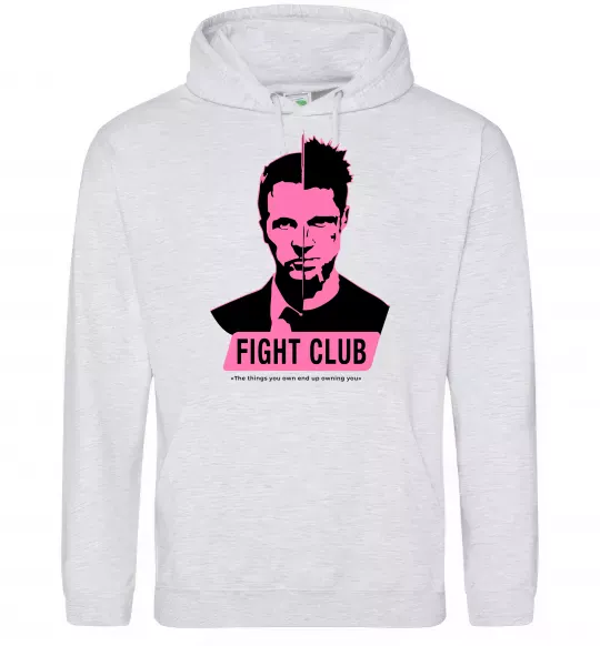 Жіноча толстовка (худі) Pink Fight club Сірий меланж фото