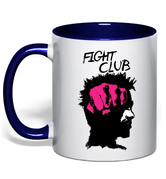 Чашка з кольоровою ручкою Fight club Тайлер Глибокий темно-синій фото