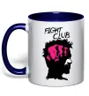 Чашка з кольоровою ручкою Fight club Тайлер Глибокий темно-синій фото