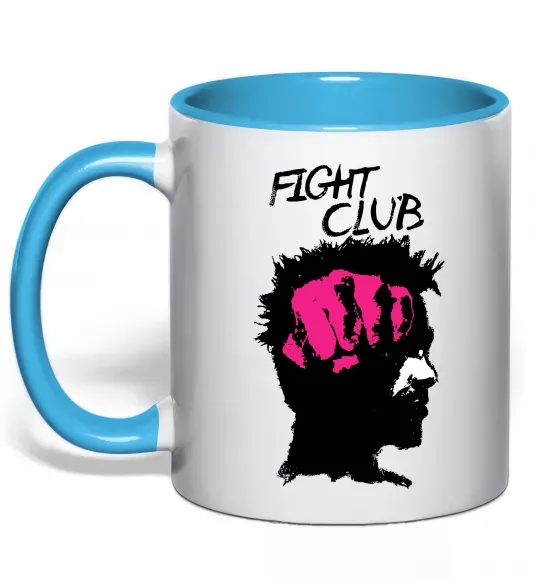 Чашка з кольоровою ручкою Fight club Тайлер Блакитний фото
