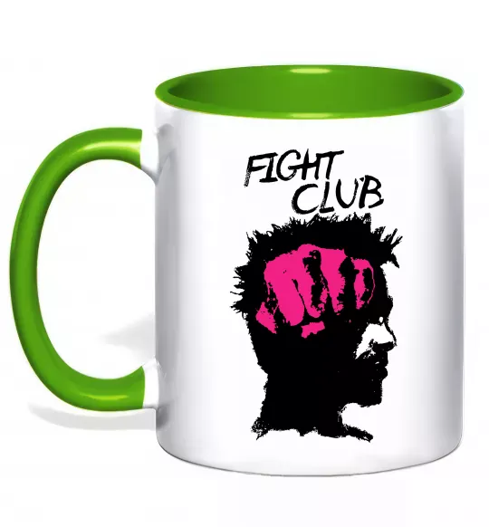 Чашка з кольоровою ручкою Fight club Тайлер Зелений фото