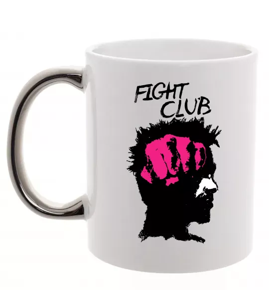 Чашка з кольоровою ручкою Fight club Тайлер Срібло фото