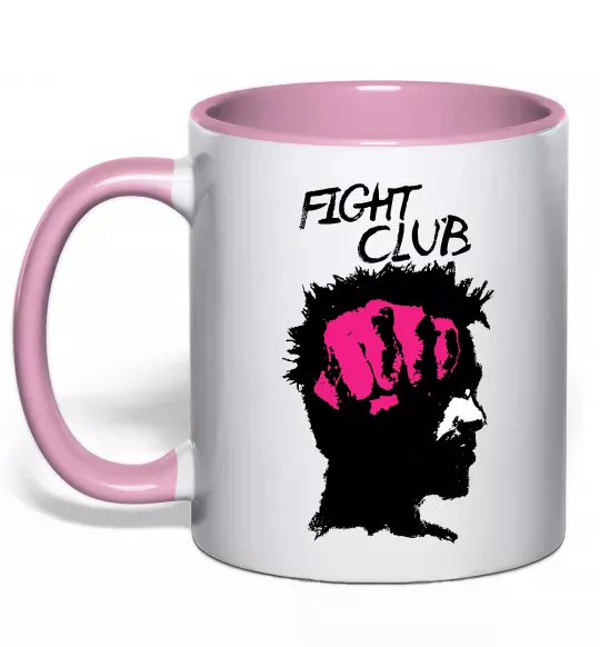 Чашка з кольоровою ручкою Fight club Тайлер Ніжно рожевий фото