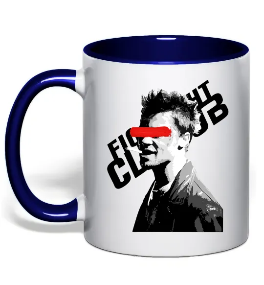 Чашка с цветной ручкой Бійцівський клуб Тайлер Дерден Глубокий темно-синий фото