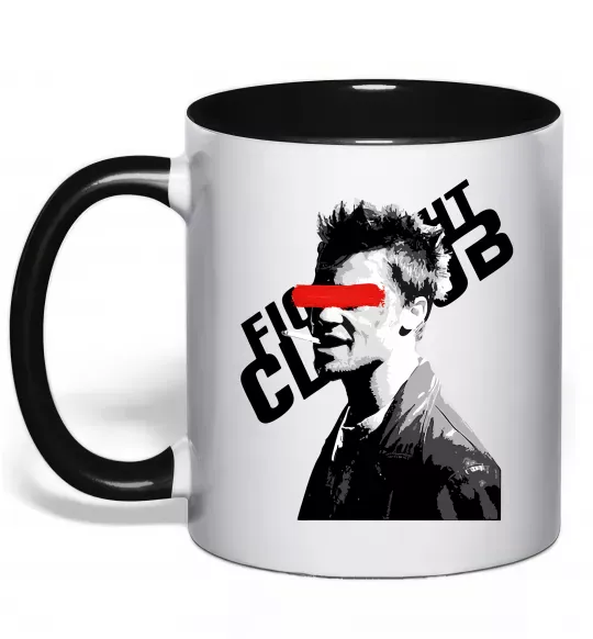 Чашка с цветной ручкой Бійцівський клуб Тайлер Дерден Черный фото