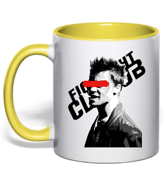 Чашка з кольоровою ручкою Бійцівський клуб Тайлер Дерден Лимонний фото