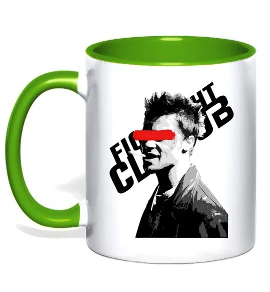 Чашка з кольоровою ручкою Бійцівський клуб Тайлер Дерден Лаймовий фото