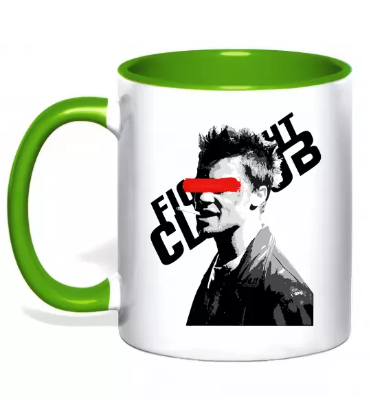 Чашка с цветной ручкой Бійцівський клуб Тайлер Дерден Зеленый фото