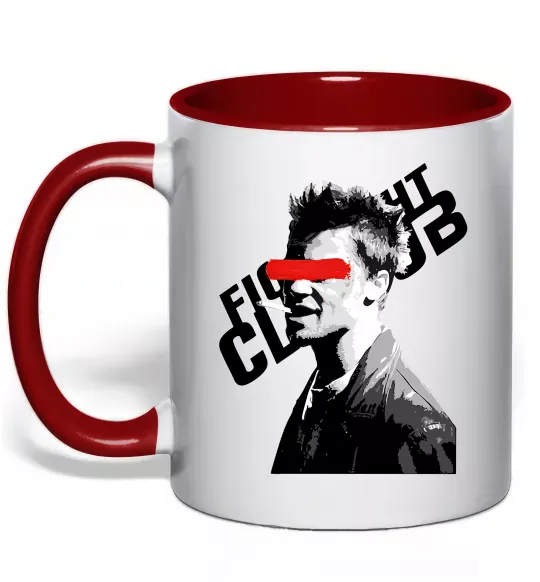 Чашка с цветной ручкой Бійцівський клуб Тайлер Дерден Красный фото