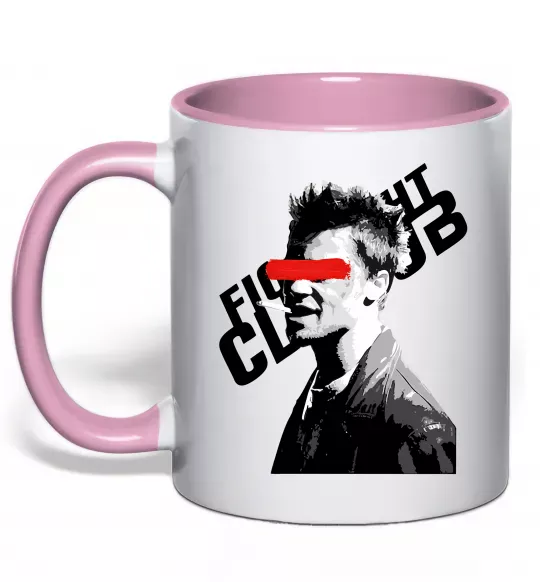 Чашка с цветной ручкой Бійцівський клуб Тайлер Дерден Нежно розовый фото