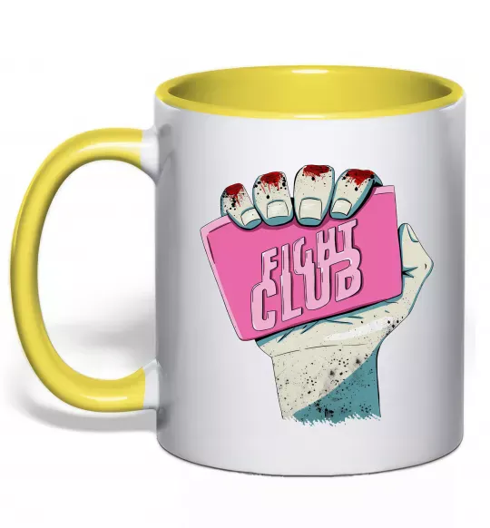 Чашка з кольоровою ручкою Мило Бійцівський клуб Сонячно жовтий фото