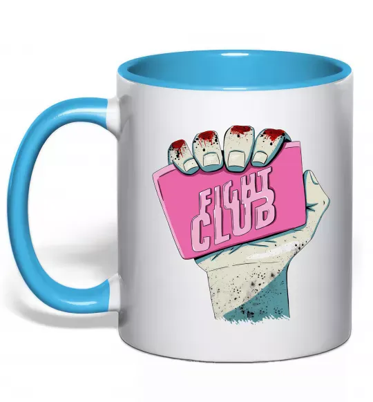 Чашка з кольоровою ручкою Мило Бійцівський клуб Блакитний фото