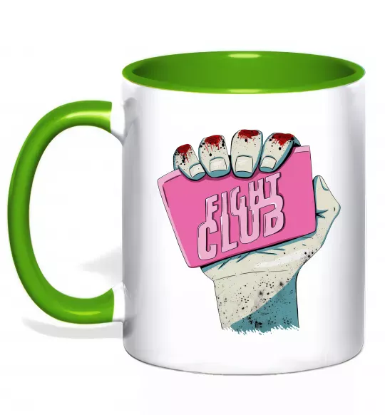 Чашка з кольоровою ручкою Мило Бійцівський клуб Зелений фото